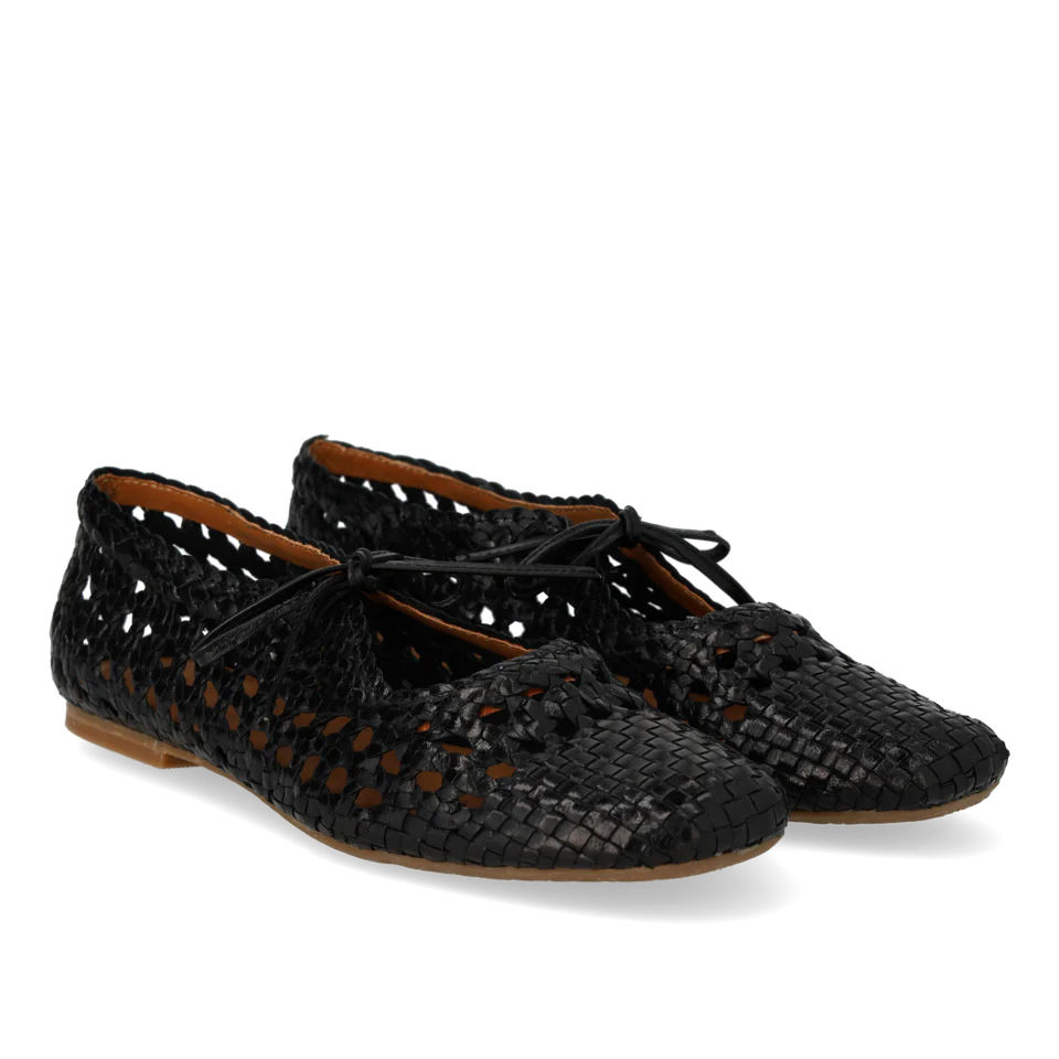 Soft hand-braided ballerina - Zwart - Angulus