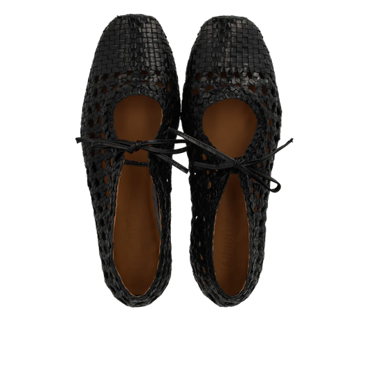 Soft hand-braided ballerina - Zwart - Angulus
