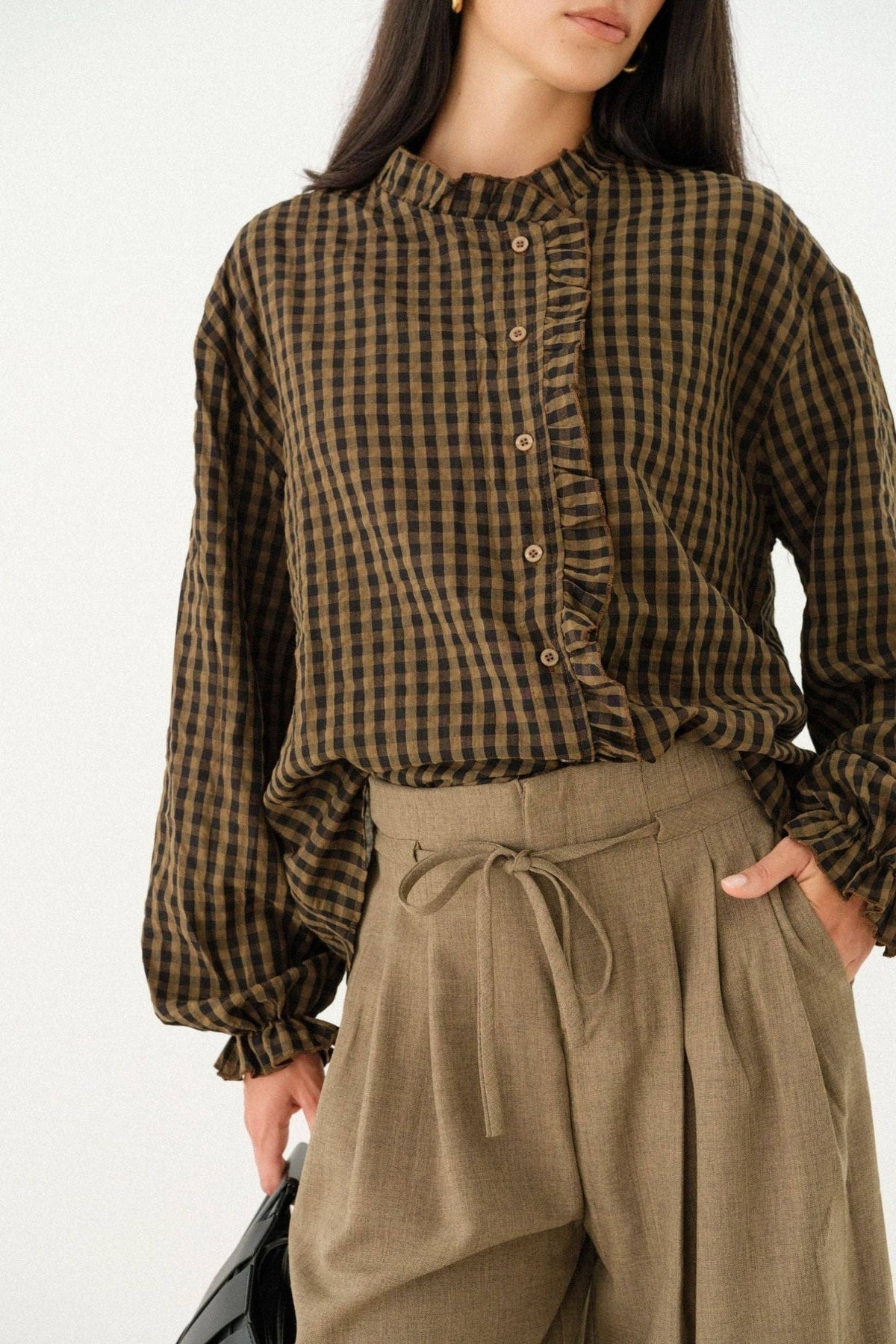 Blouse Erine - Bruin geruit
