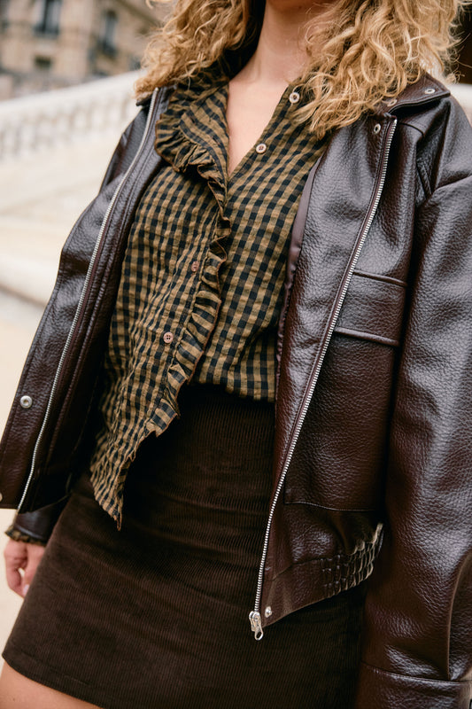 Blouse Erine - Bruin geruit