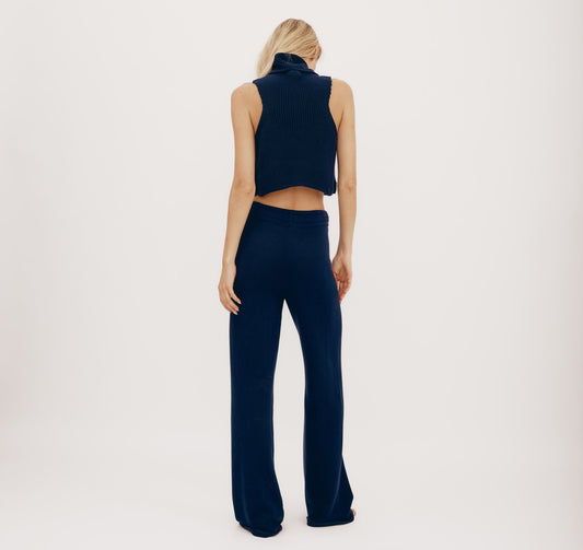 True Knit Wide Leg Pants - Navy - Organic Basics