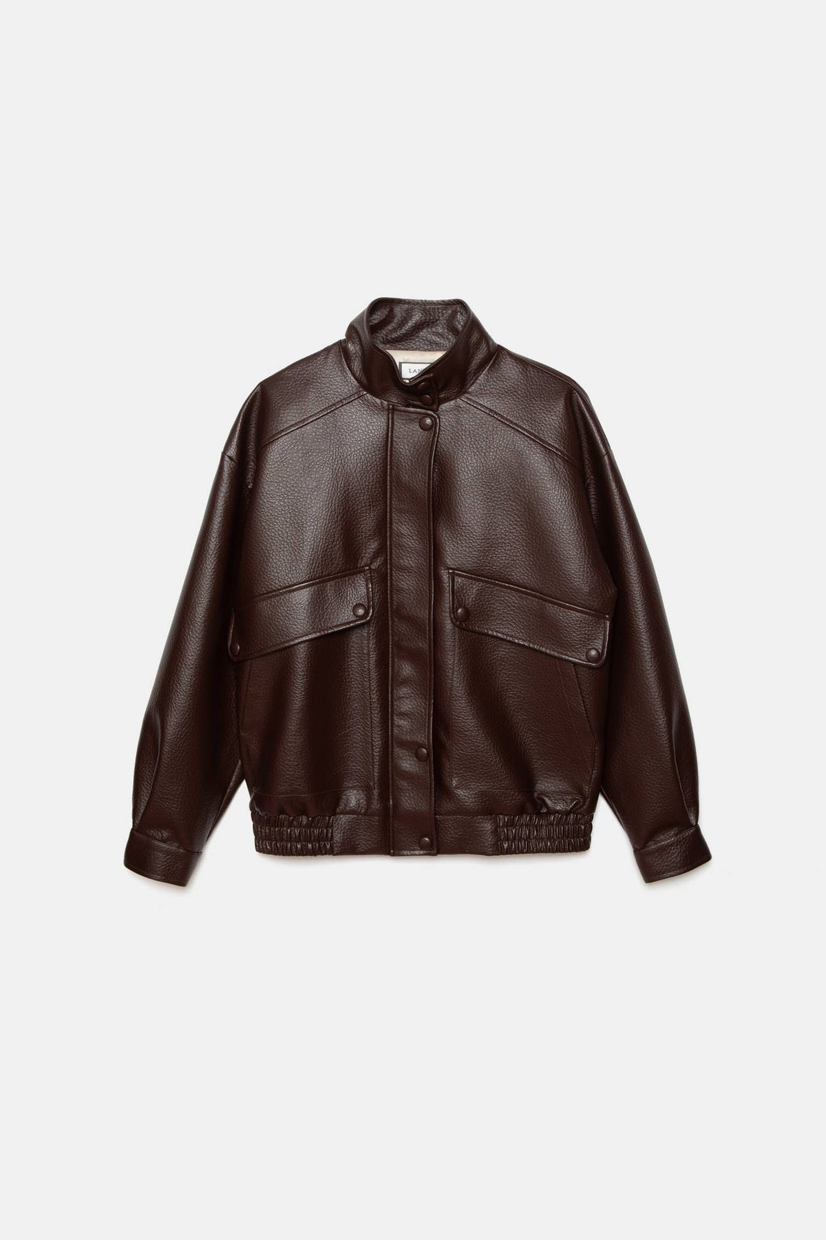 Bruine lederlook jas met zakken