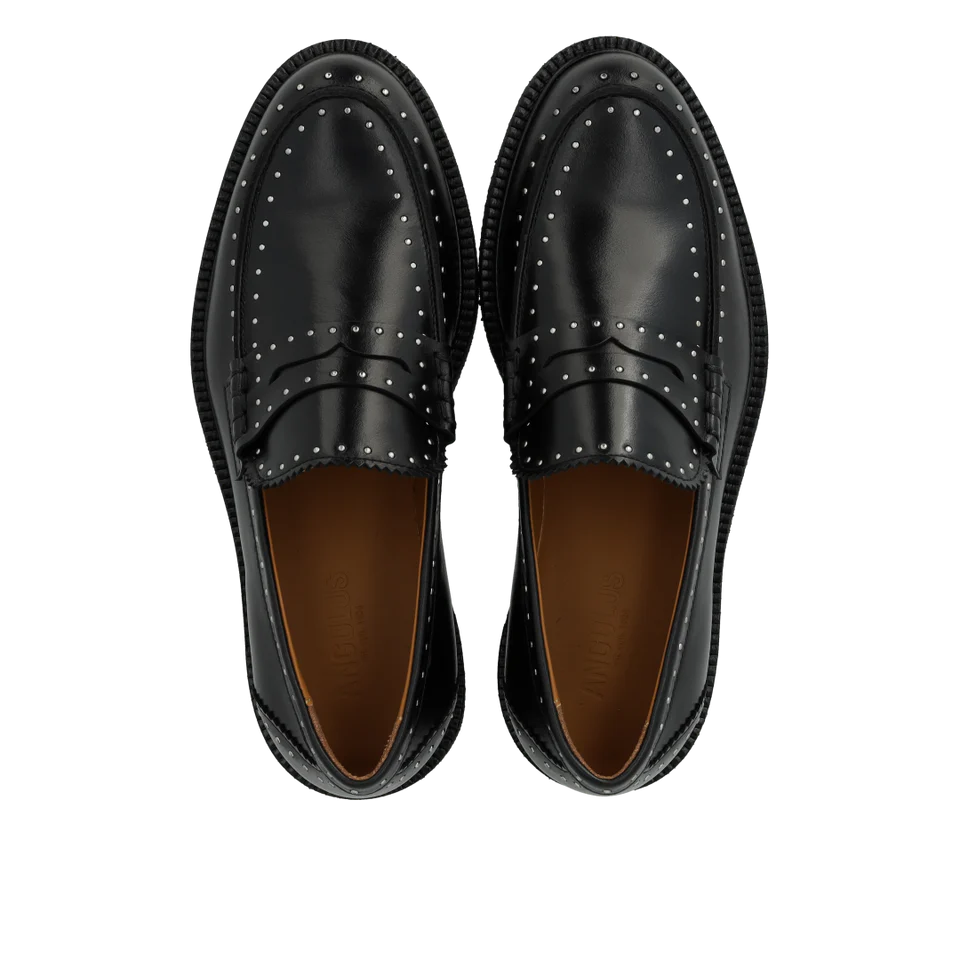 Angulus - zwarte penny loafer met studs