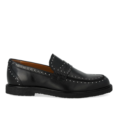 Angulus - zwarte penny loafer met studs