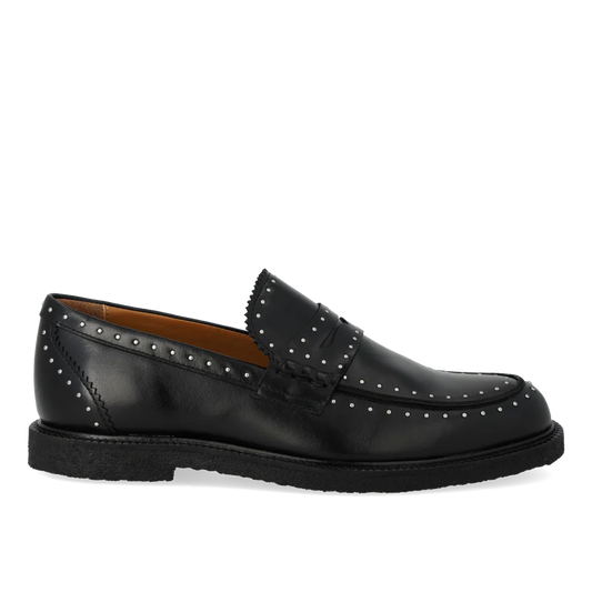 Angulus - zwarte penny loafer met studs