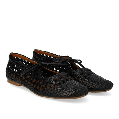 Soft hand-braided ballerina - Zwart - Angulus