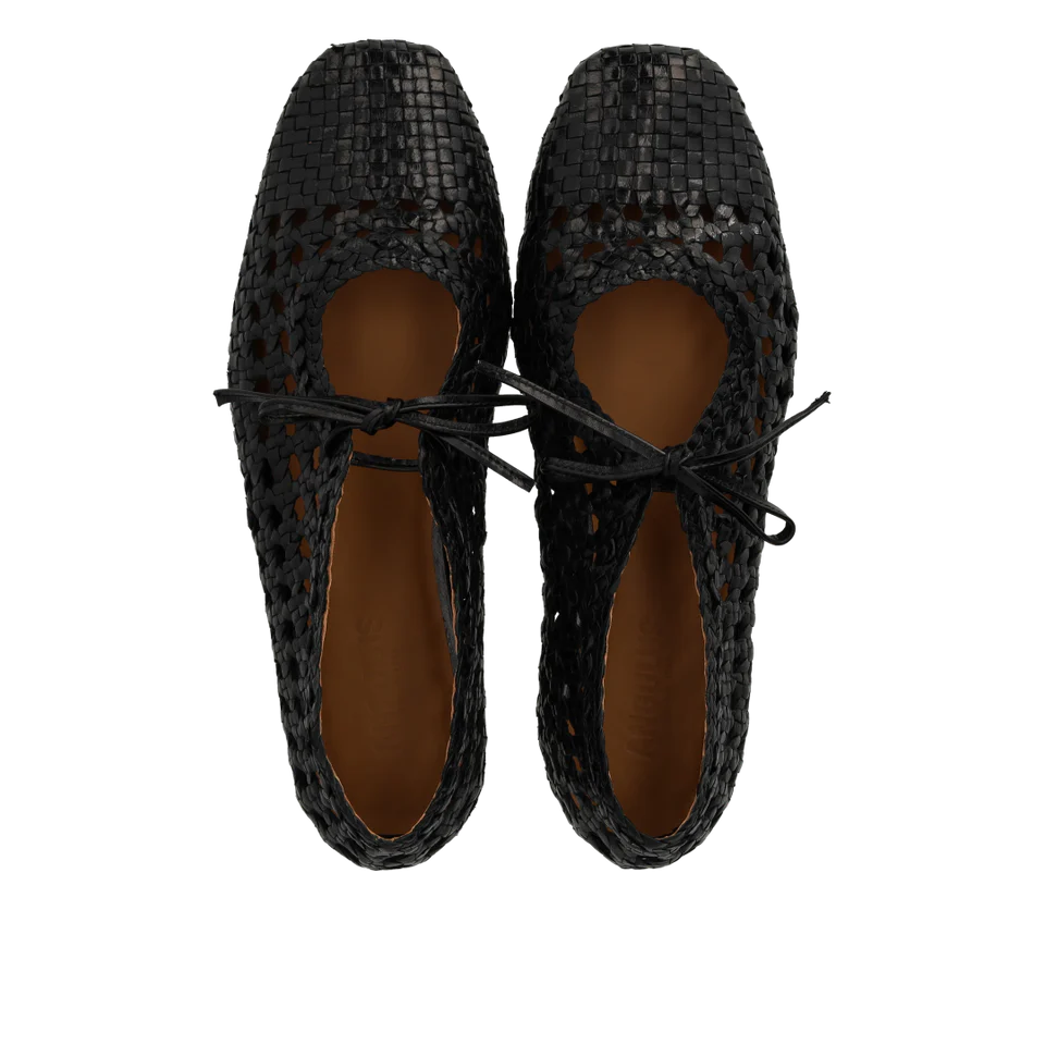 Soft hand-braided ballerina - Zwart - Angulus