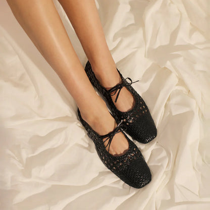 Soft hand-braided ballerina - Zwart - Angulus