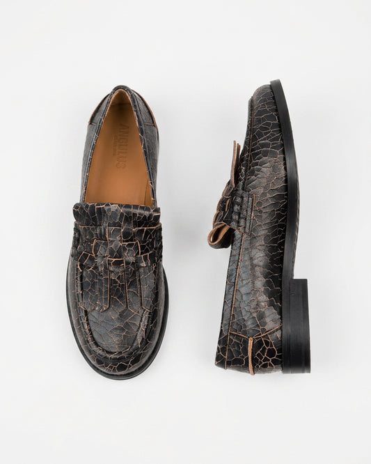 Angulus - Loafers met geweven tassels - Zwart cracked