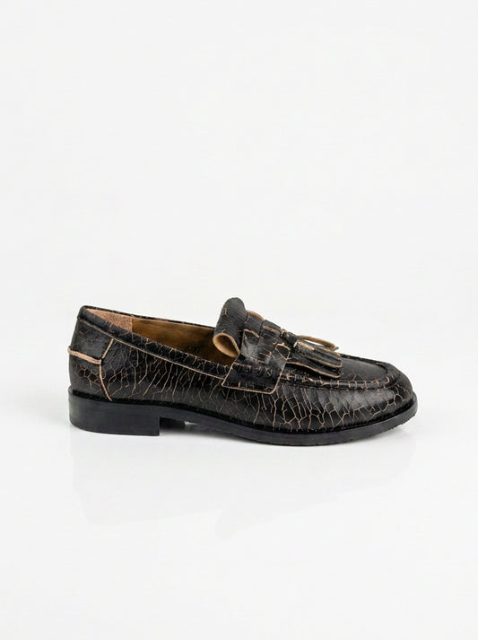Angulus - Loafers met geweven tassels - Zwart cracked