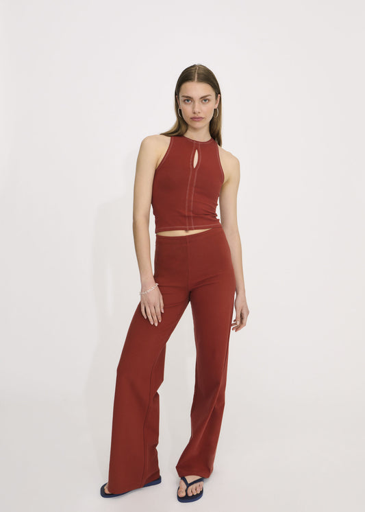 Core Straight Leg Pants - Rust - Organic Basics