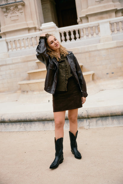 Blouse Erine - Bruin geruit