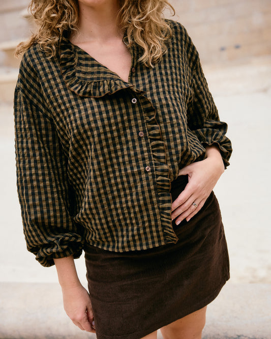 Blouse Erine - Bruin geruit