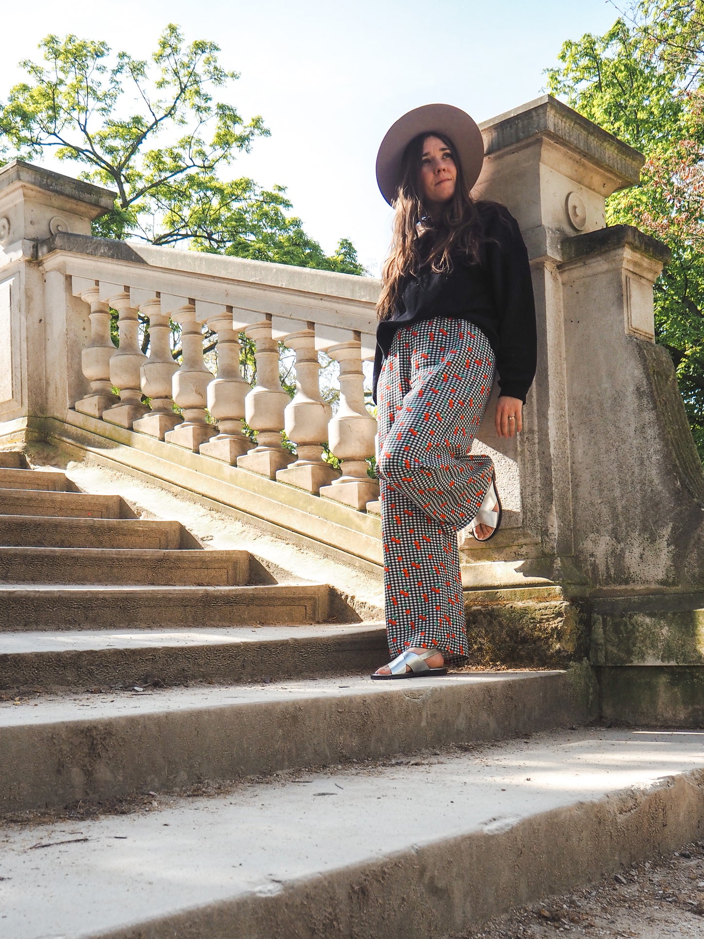 Flowy broek - Vichy Cerises Noir - We Are Jolies