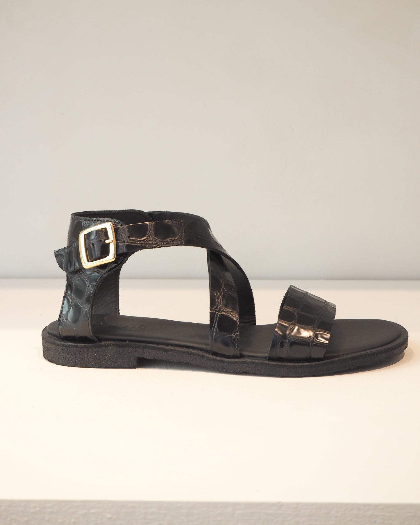 Angulus - Black Croco - Sandaal