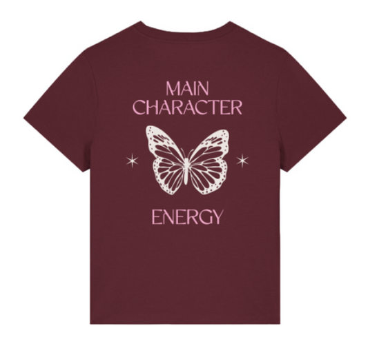 T-shirt 'Main Character Energy' - Burgundy