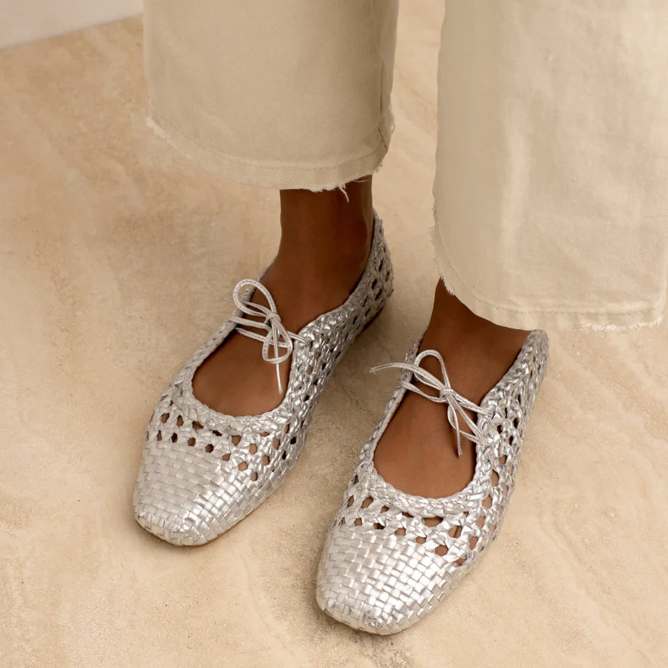 Soft hand-braided ballerina - Silver - Angulus