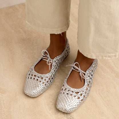 Soft hand-braided ballerina - Silver - Angulus