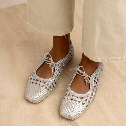 Soft hand-braided ballerina - Silver - Angulus