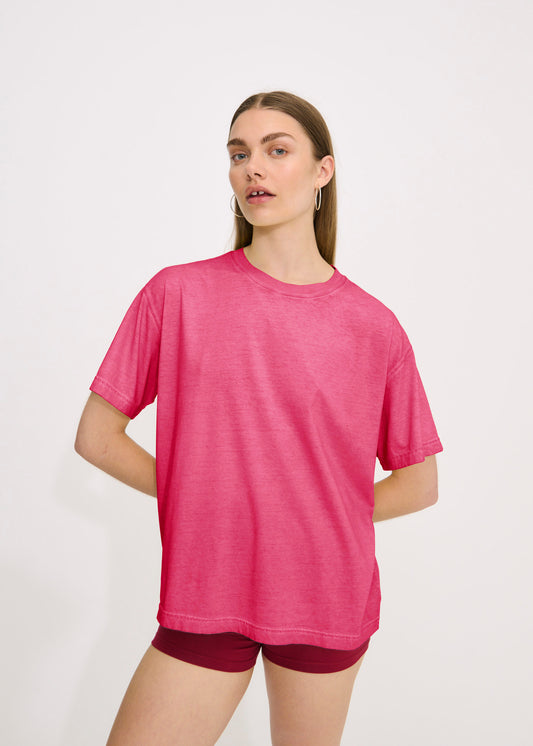 True Boxy Tee - Raspberry - Organic Basics