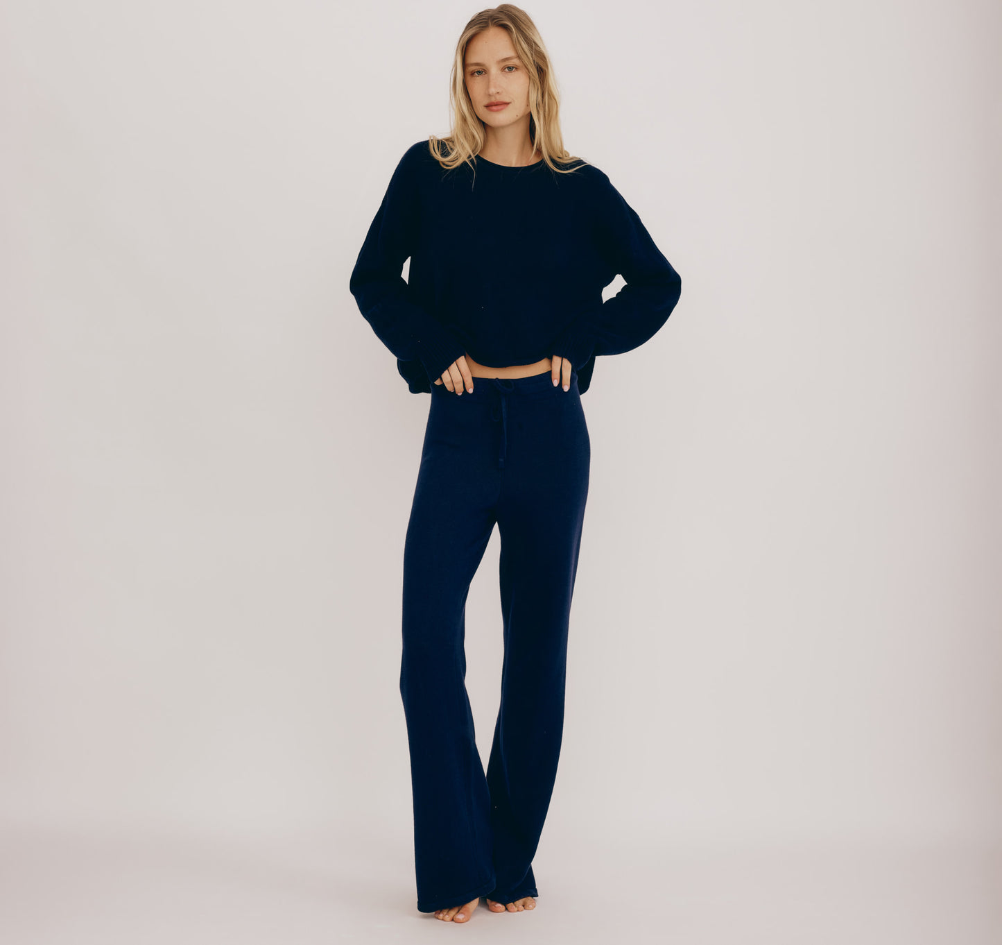 True Knit Wide Leg Pants - Navy - Organic Basics
