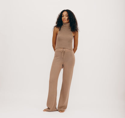 True Knit Wide Leg Pants - Almond - Organic Basics