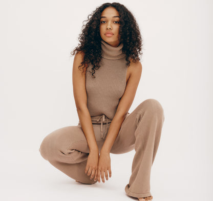 True Knit Wide Leg Pants - Almond - Organic Basics