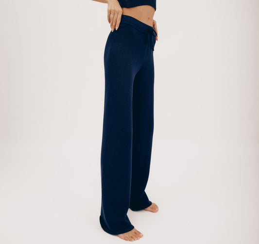 True Knit Wide Leg Pants - Navy - Organic Basics