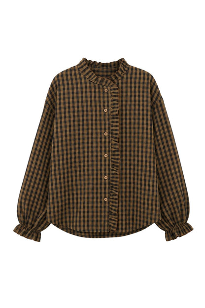 Blouse Erine - Bruin geruit