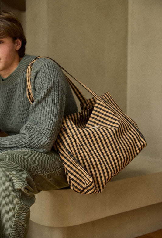 Vichy Café katoenen handtas